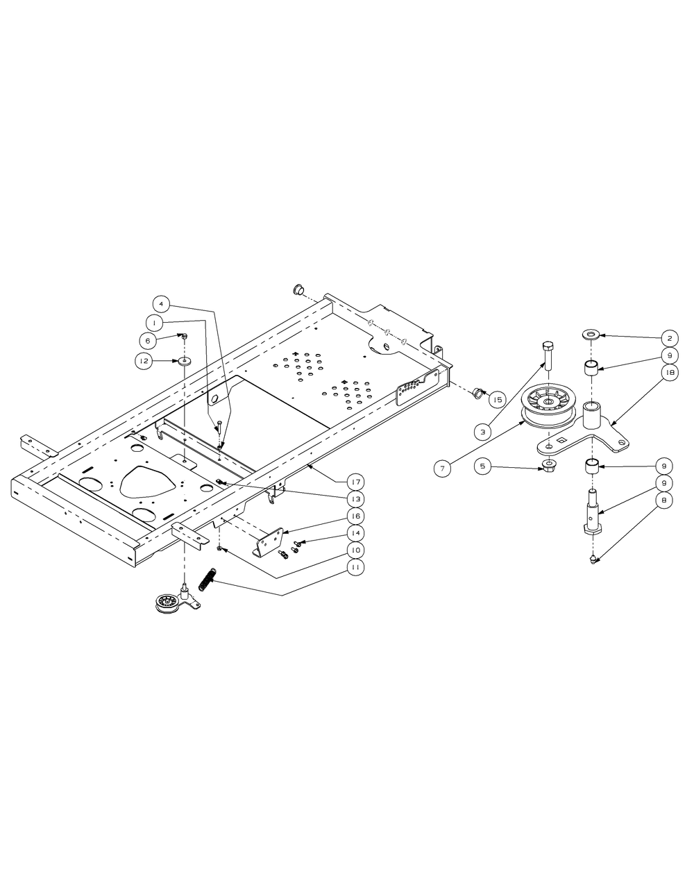 Frame Diagram and Parts List for Z-FORCE44 17AH3AGL-17AH3AGL709-17AH3AGL710 Cub Cadet Lawn Tractor